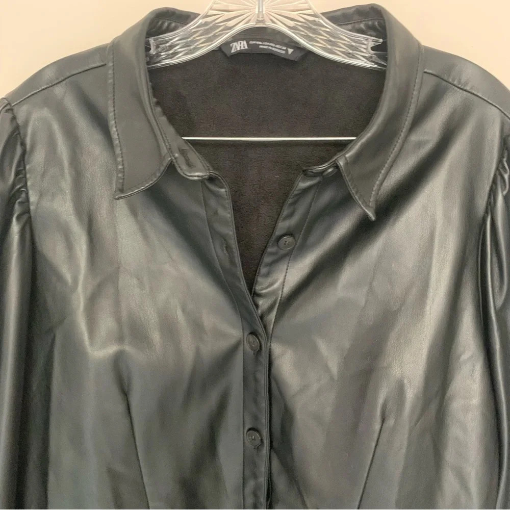 NWOT Zara Black Faux Leather Cropped Jacket XXL - Picture 13 of 14